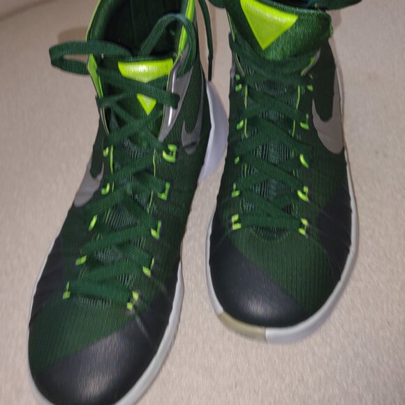 Nike Hyperdunk2015 gorge green with silver swoop high top tennis shoe, size 9 - Picture 5 of 8